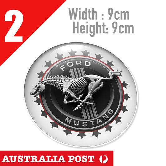 Ford Mustang SKULL PONY White Logo , Ford Mustang Pony Logo Stickers