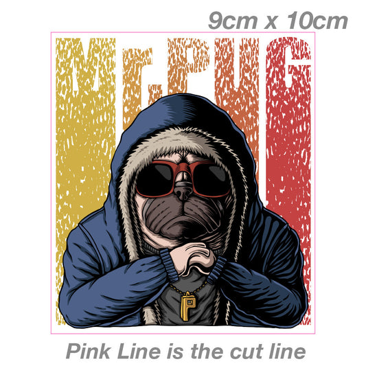 Mr Pug dog with Glasses  Laptop , Car  Vinyl  Sticker 