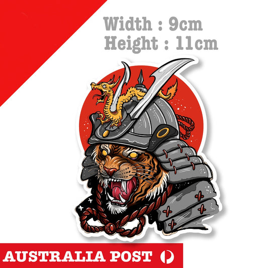 Samurai Tiger - Japanese Tiger with Armour Vinyl  Sticker 