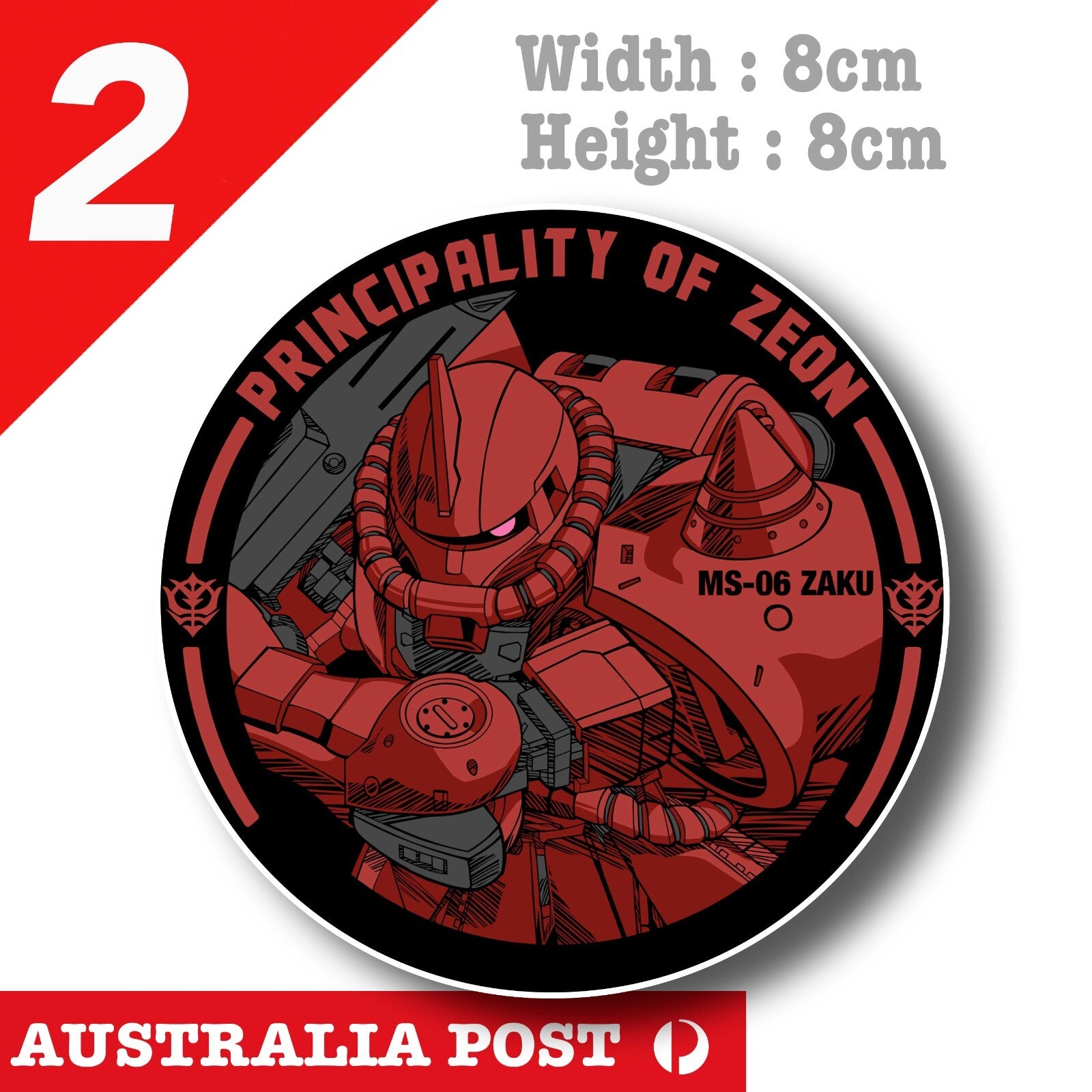 Gundam MS-06 ZAKU  Badge  Laptop , Car  Vinyl  Sticker 