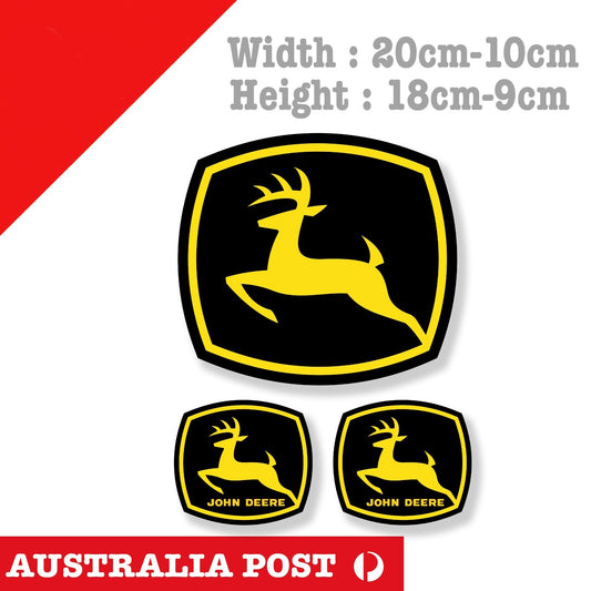 John Deere Logo Pack of 3 Black Logo ,Retro Vintage Sign  Decal Sticker