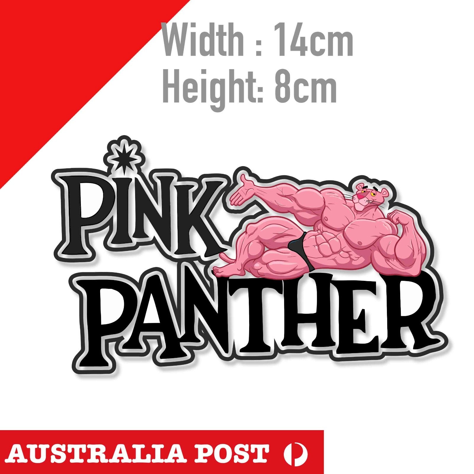 Pink Panther Gym Logo Funny Jacked Cartoon Vintage Sticker
