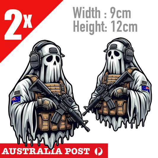 Ghost Recon Soldier Funny, Ghost with Machine Gun, Off Road, 4WD Sticker