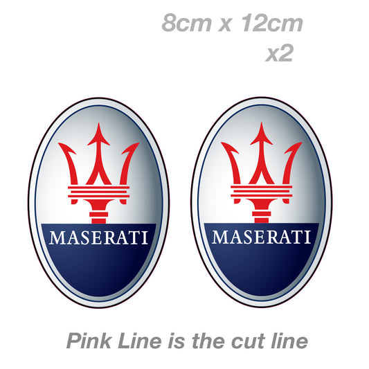 Maserati Logo x2  Laptop , Car  Vinyl  Sticker