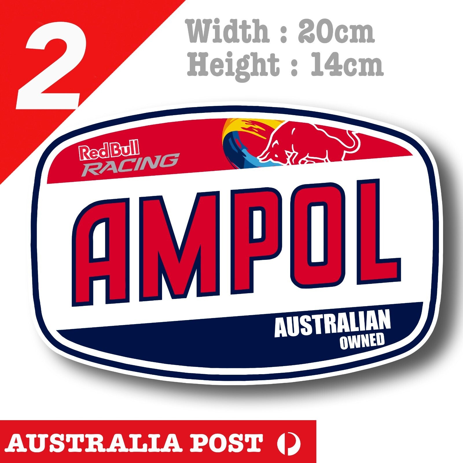 AMPOL Australian Owned Red Bull Racing Large Logo Stickers