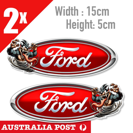 FORD Logo TAZ Tornado Car Logo 2x , Ford RED Logo Sticker