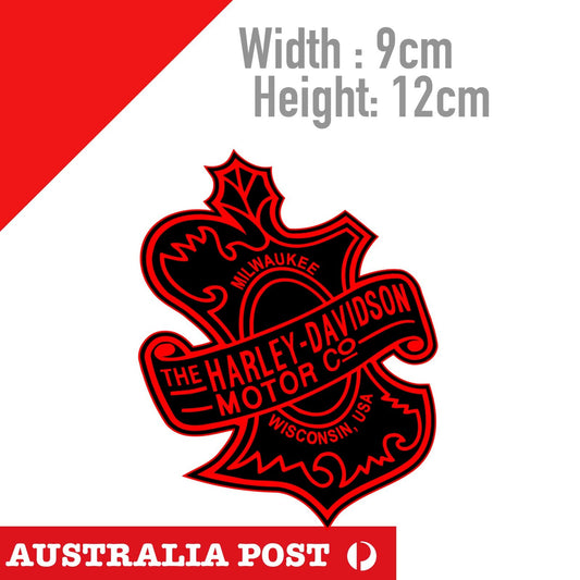 Harley DavidsonVintage Logo, Motorcycle ,Helmet, Fuel Tank RED Sticker