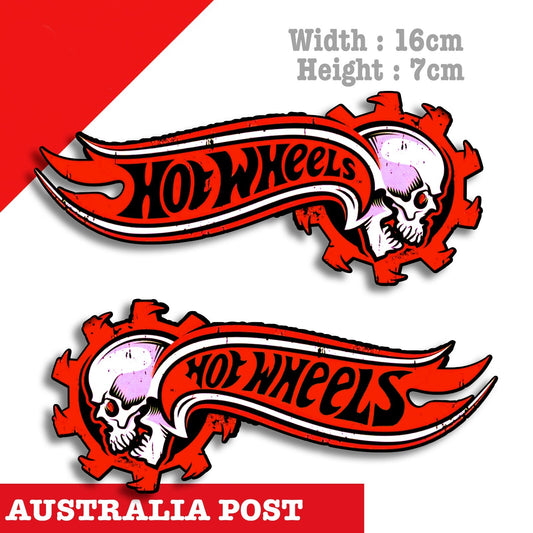 HOTWHEELS Skull with Flames, Motorcycle Tank Red Flame Vinyl  Stickers