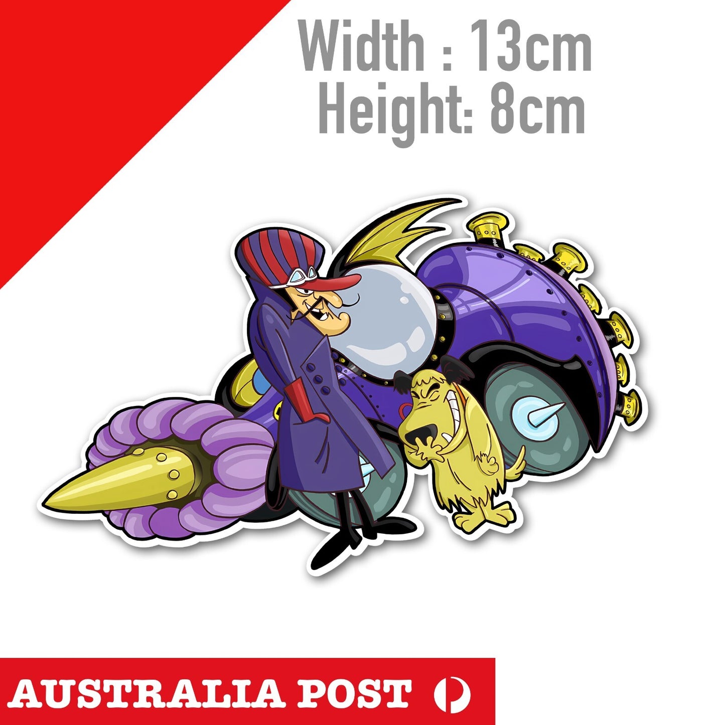 Dastardly and Muttley The Dog Wacky Race , Motorcycle, Helmet Cartoon Stickers