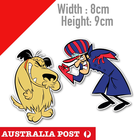 Muttley The Dog and Dastardly Wacky Race , Motorcycle, Helmet Cartoon Stickers