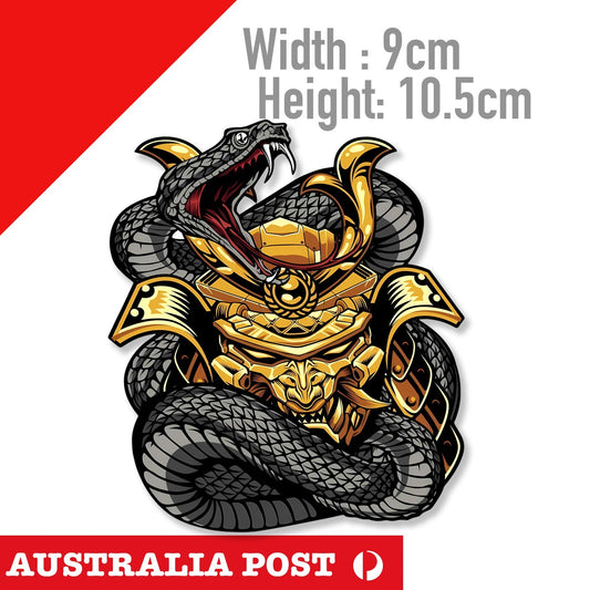 BLACK Cobra GOLDEN Oni Mask Samurai JDM, Japan Sticker