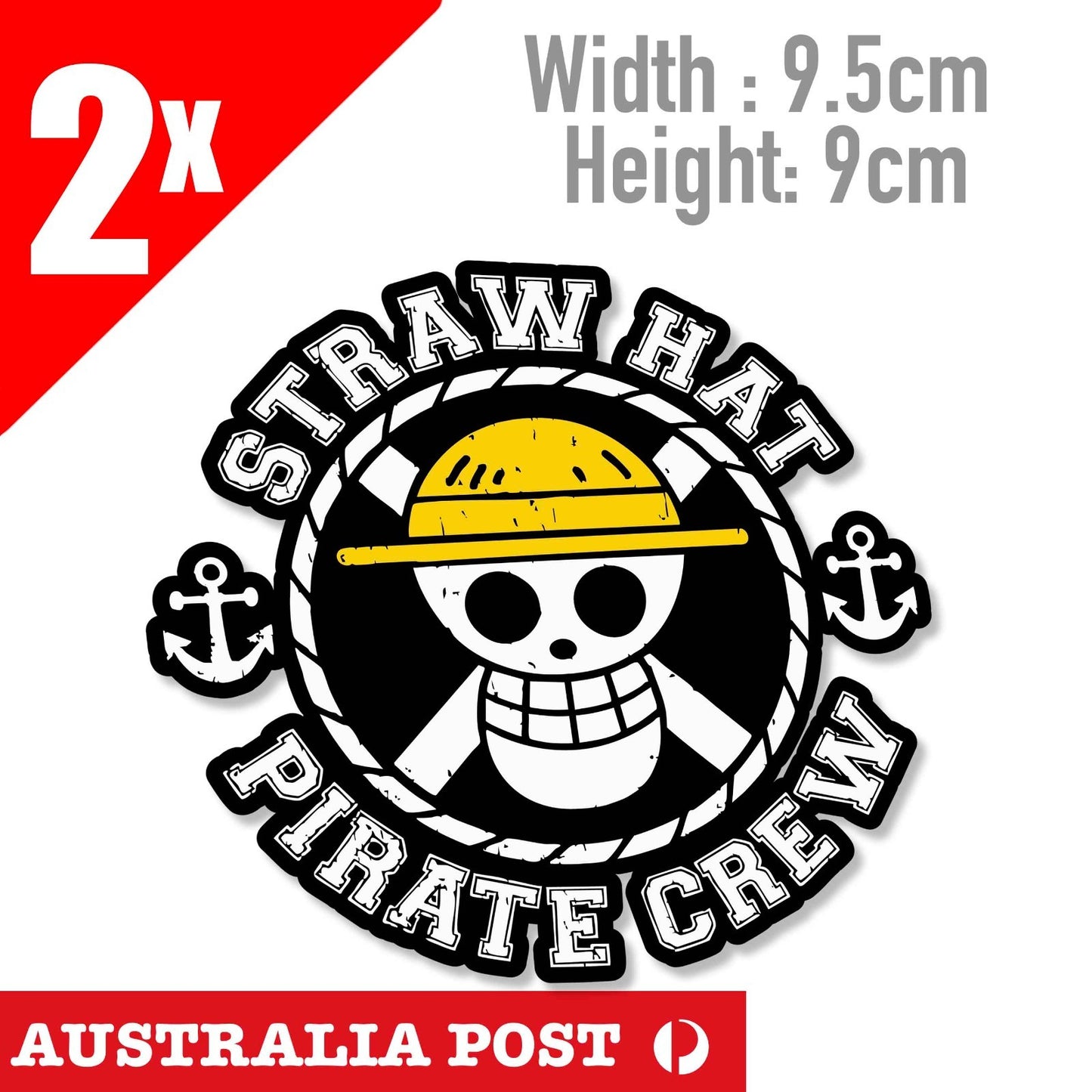 One Piece, Monkey D,Luffy, King oF Pirate Skull Straw Hat Logo Sticker