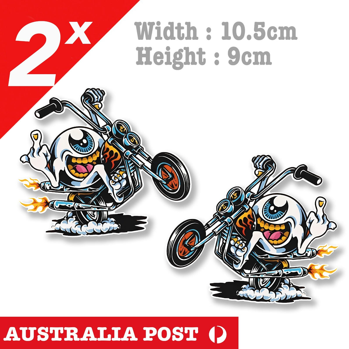 One EYE monster Ridding Motorcycle, Middle Finger, Rude, Funny Sticker