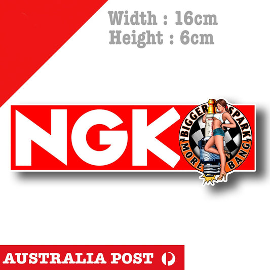 NGK SPARL PLUG Logo, Pin Up Girl With Spark Plug Car Vinyl Sticker