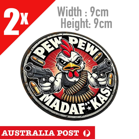 Tweety Chicken Gangster PEW PEW MADAFAKKAS! Funny Rude, Double Gun Sticker