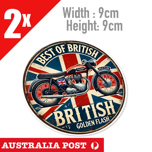 TRIUMPH MOTORCYCLE BEST OF BRITISH, Vintage, Damaged,  Round Stickers