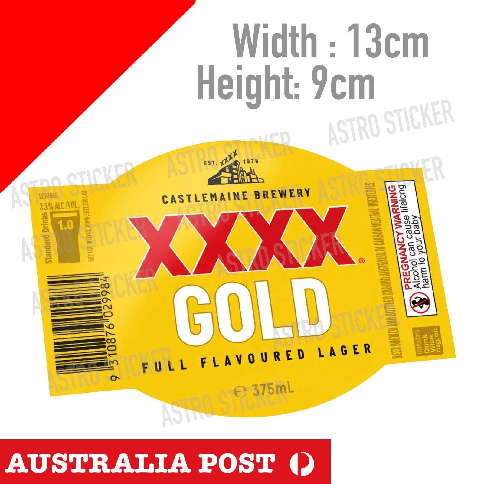CASTLEMAINE XXXX MAN GOLD BEER  Vintage Retro Label , Beer   Sticker