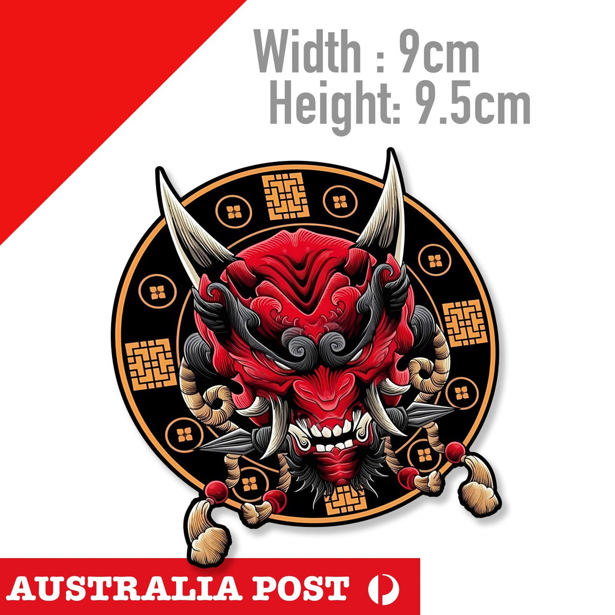 RED ONI Mask Japanese 開運 JDM  Japan Oni Mask  Laptop , Car  Sticker