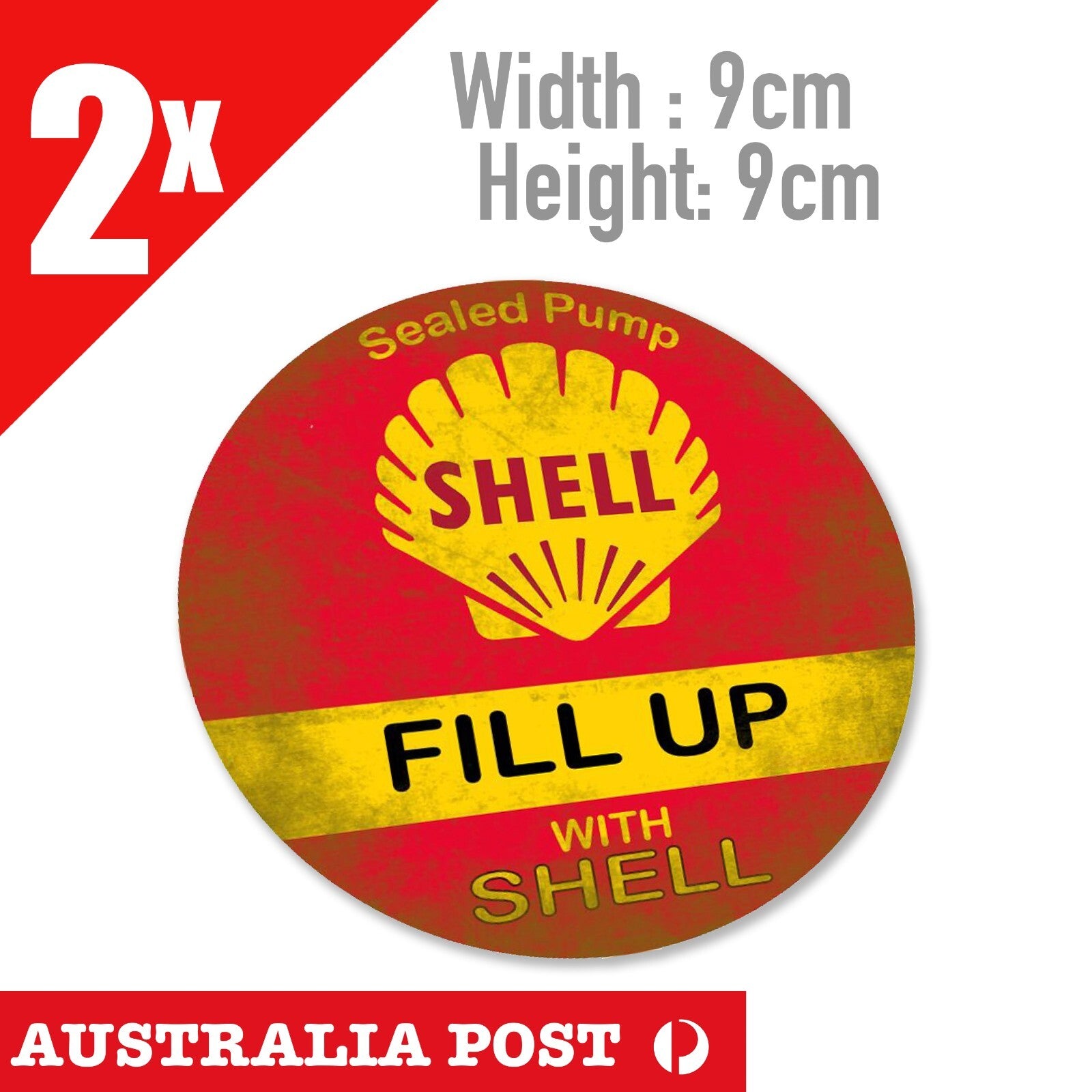 SHELL FILL UP with SHELL Rund Retro Old Rusted - Fridge Bar Toolbox Sticker