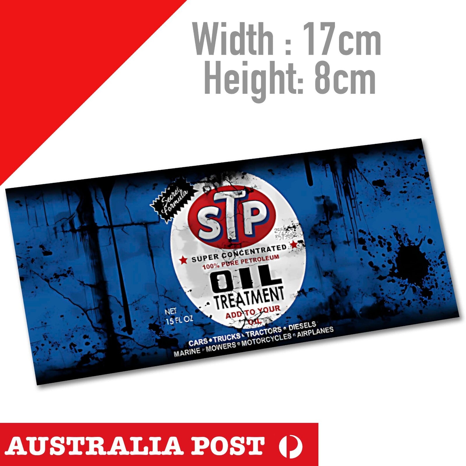 STP Super Concentrated OIL  Damaged, Rusted, Old Style Service Banner sticker