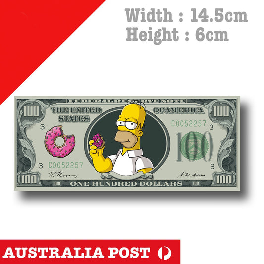 Homer Simpson  US Dollar Funny Money Cartoon Character Sticker