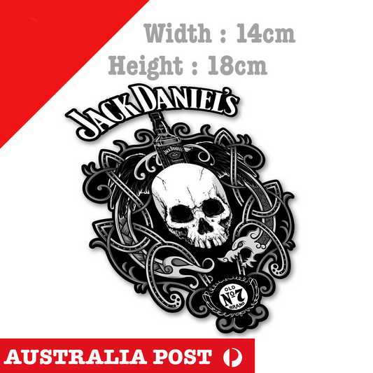 Jack Daniel Whiskey Skull , Beer, Whiskey, Bar, Fridge, Toolbox Large Sticker