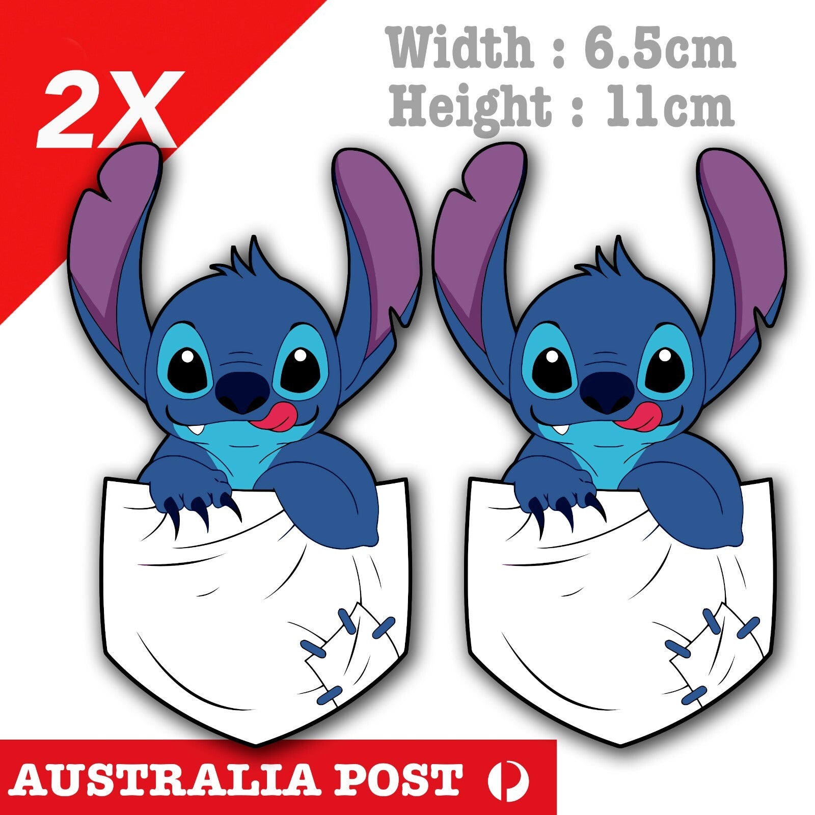 Disney  Lilo & Stitch Happy Pocket Funny Cartoon Character Decal Stickers