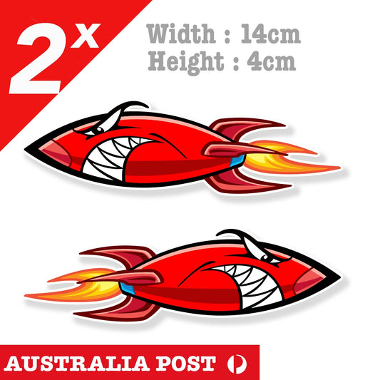 Angry Rocket with Flame Helmet Motorbike Bike  Decal Stickers