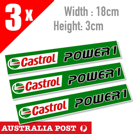 CASTROL POWER 1 , HONDA motorcycle Racing Logo, Helmet, Fuel Tank Banner Sticker