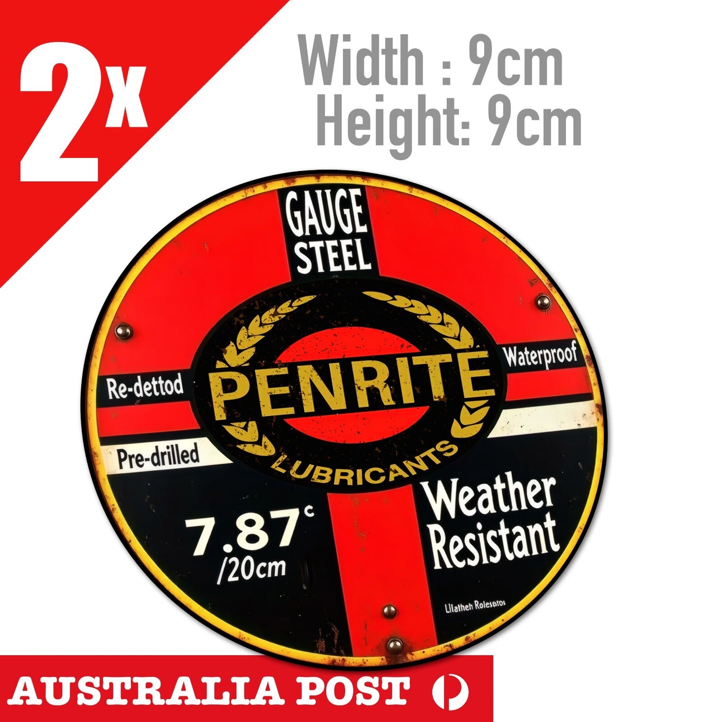 PENRITE LUBRICANT Motor Oil Round damaged, Rustic Style Round  Stickers