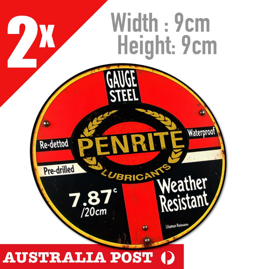 PENRITE LUBRICANT Motor Oil Round damaged, Rustic Style Round  Stickers