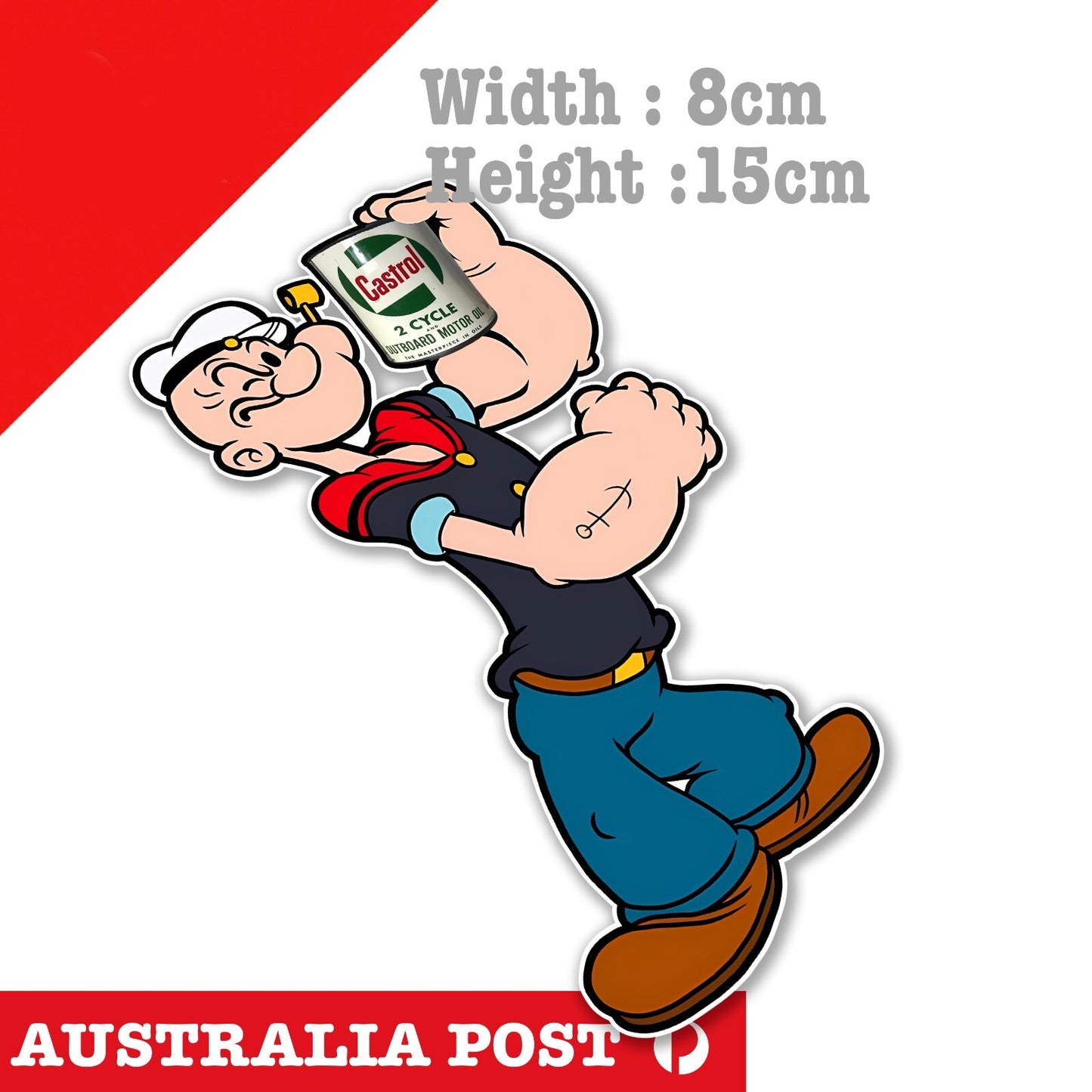 CASTROL Classic Oil Can Popeye the Sailor Funny Sticker