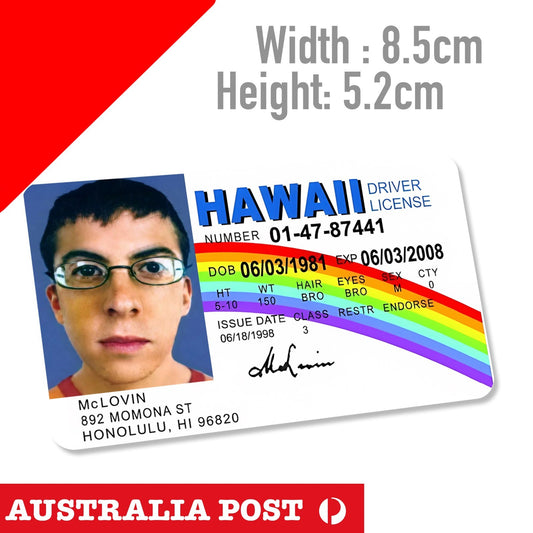 McLovin ID Card Sticker - Parody Prop Gift Novelty SUPERBAD funny Movie Sticker