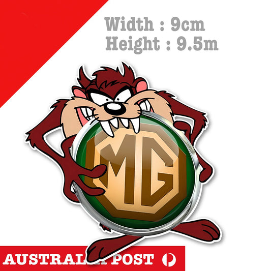 MG Motor Logo TAZ Tornado, Tasmanian Devil Looney Tune  Sticker