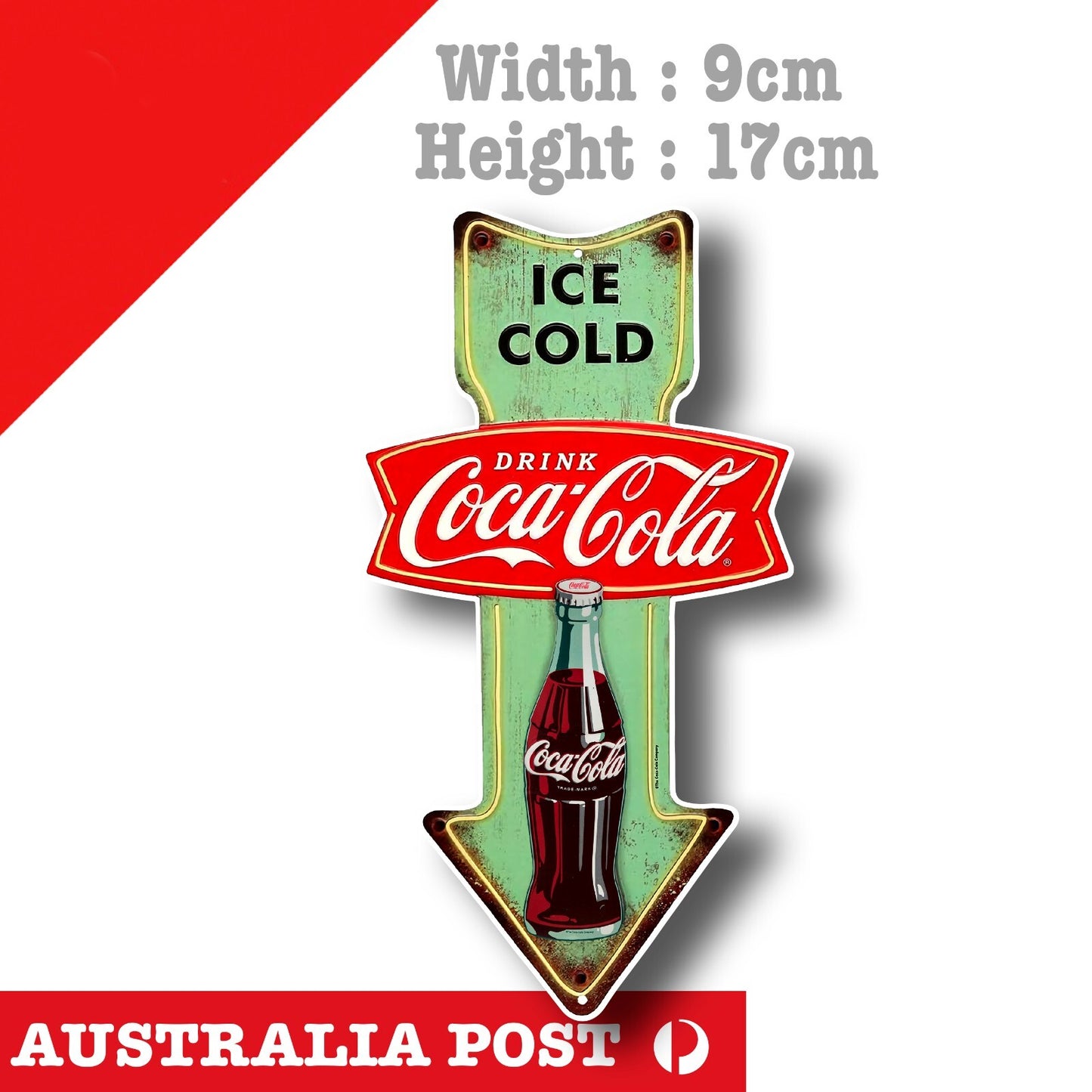 COCA COLA Drink Ice Cold Arrow Sign Vintage Old Retro Sticker