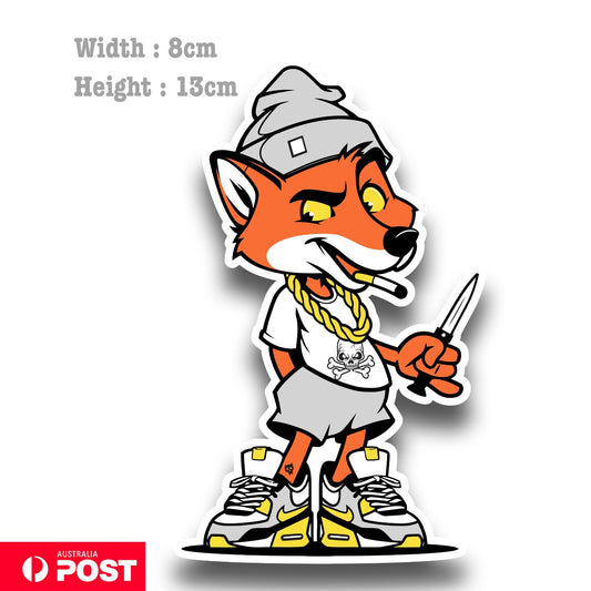 Fox with knife - Thug life Animal Funny  Decal Sticker