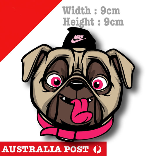 Pug Dog NIKE Beanie Funny Animal, Nike Logo Sticker