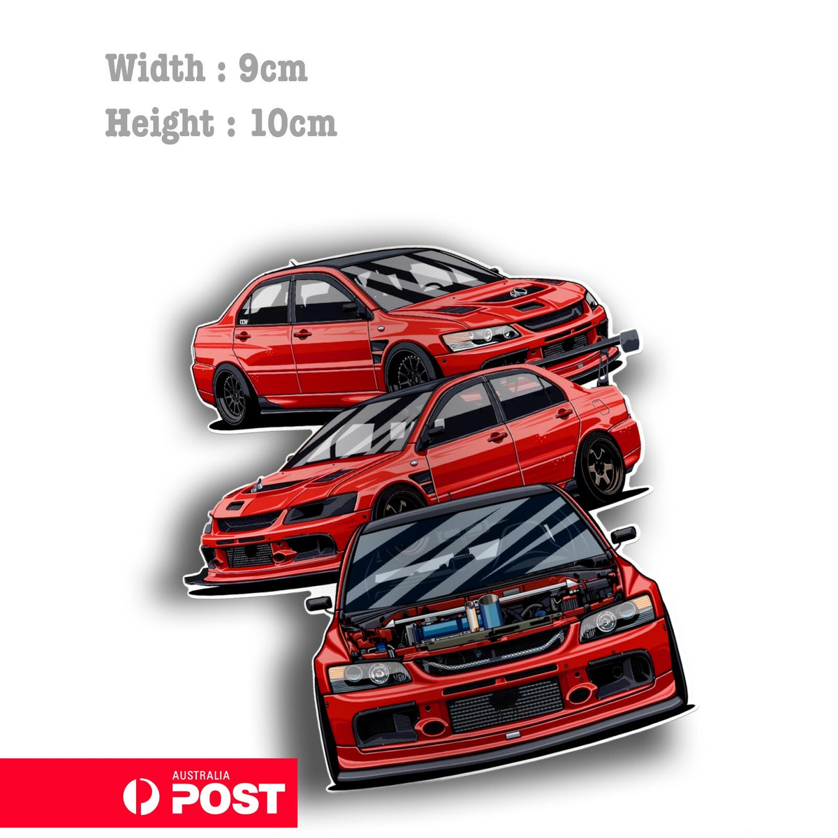 Mitsubishi Lancer Evolution X  Red Competition Vinyl  Sticker