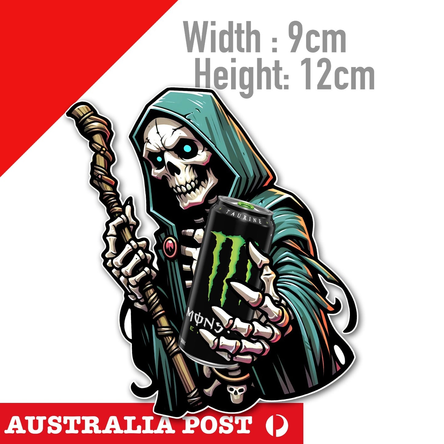 Skull Wizard Energy Drink , Monster Energy Drink Can Funny Vinyl  Sticker