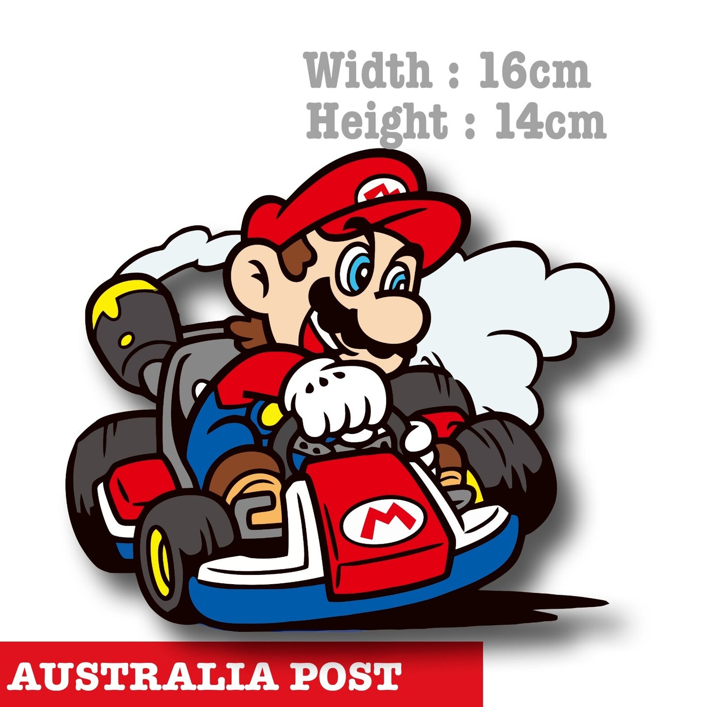 Super Mario Cart Speeding Car  Vinyl  Sticker