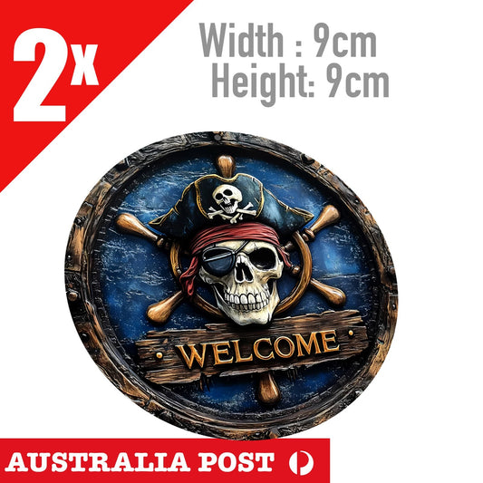 PIRATE SKULL HEAD , WLECOME, Bar ,Fridge, Car  Vinyl  Sticker