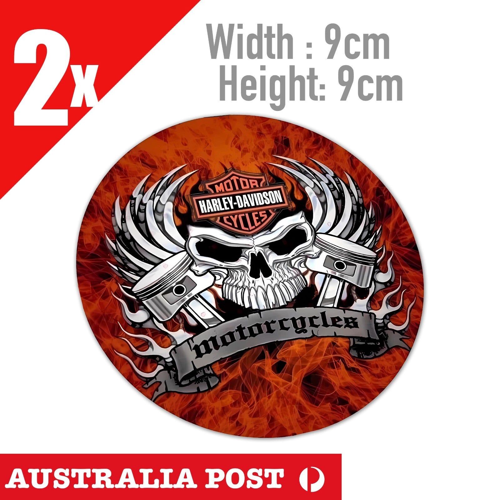 Flame Skull Round motorcycle HARLEY DAVIDSON Stickers