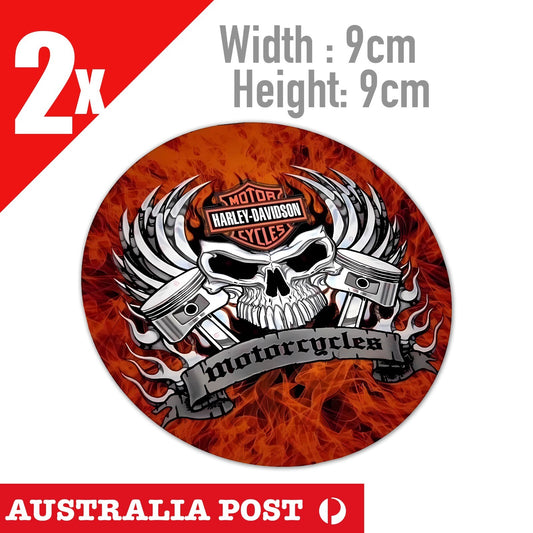 Flame Skull Round motorcycle HARLEY DAVIDSON Stickers