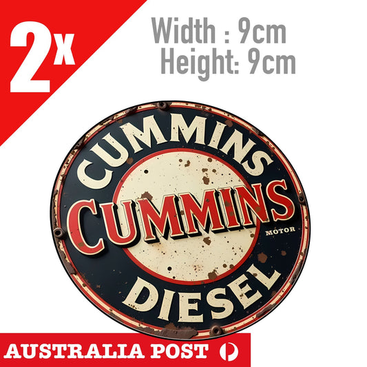 CUMMINS DISEL Engine Oil Rustic Old Style Damaged Round Sign Stickers