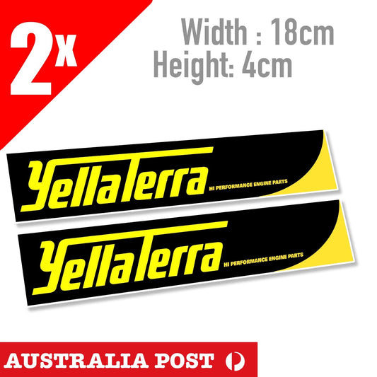 YELLA TERRA Hi Performance Motor Parts Logo Banner 2x Sticker
