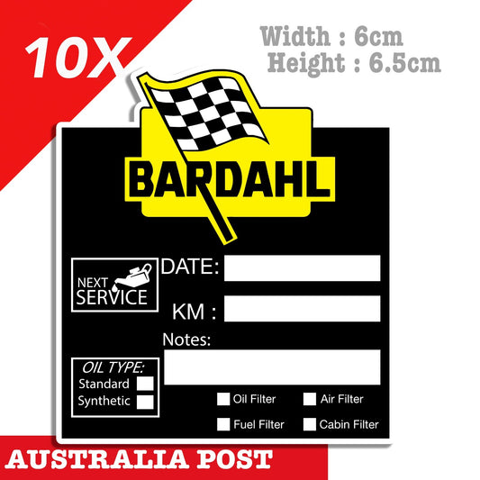 BARDAHL Oil Change Service Reminder x10 Pack , Cars, Vans, Window Stickers