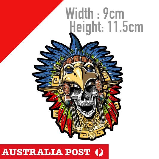 AZTEC Eagle Head SKULL ,Skull Sticker