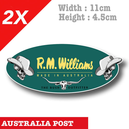 R.M Williams - The Bush Outfitter Logo Skull Cowboy x2 Decal Sticker