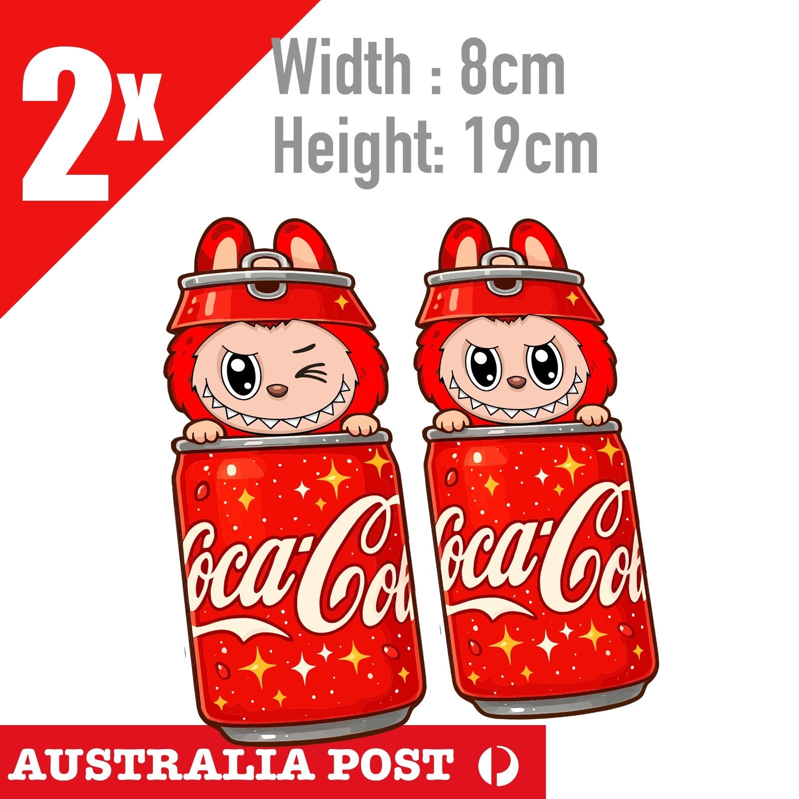 LaBUBU The Monsters  , Labubu Monster COCA COLA Can Wink 2x STICKER