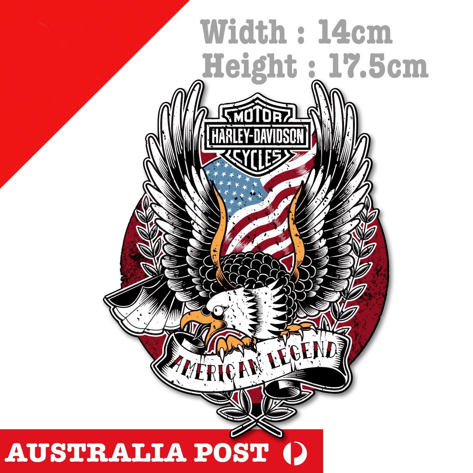 Harley Davidson Motorcycle Eagle American Flag , Helmet Sticker
